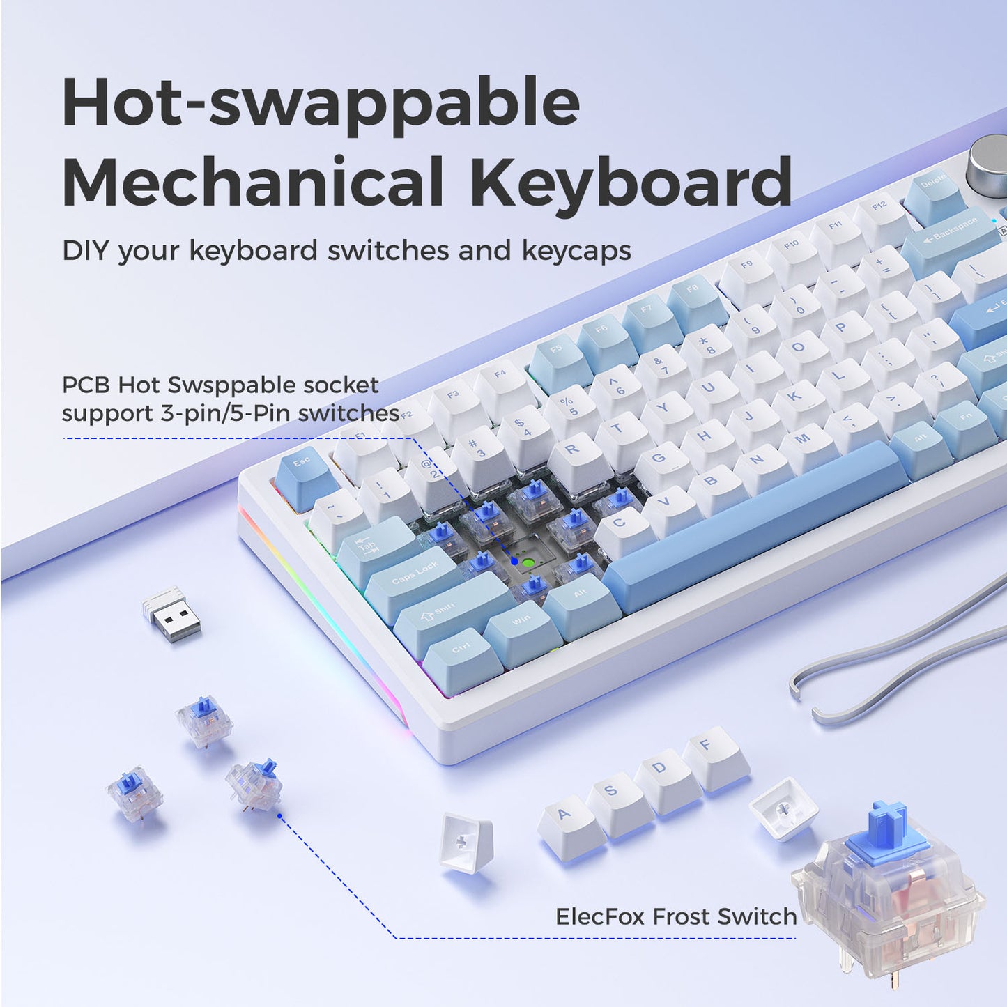 GEN 75 Mechanical Keyboard Wired & Wireless Bluetooth RGB Tri-Mode Gaming Keyboard