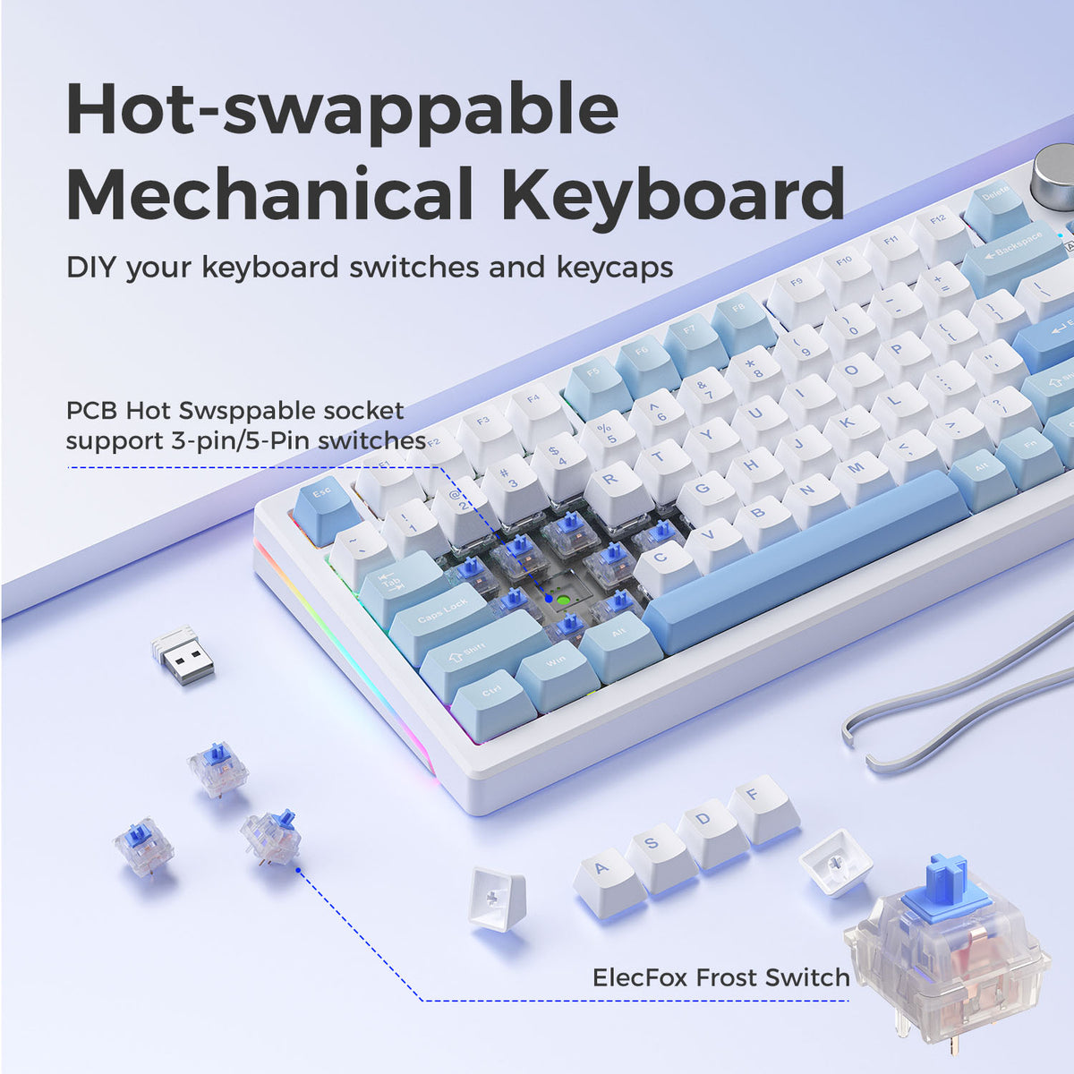 GEN 75 Mechanical Keyboard Wired & Wireless Bluetooth RGB Tri-Mode Gam ...