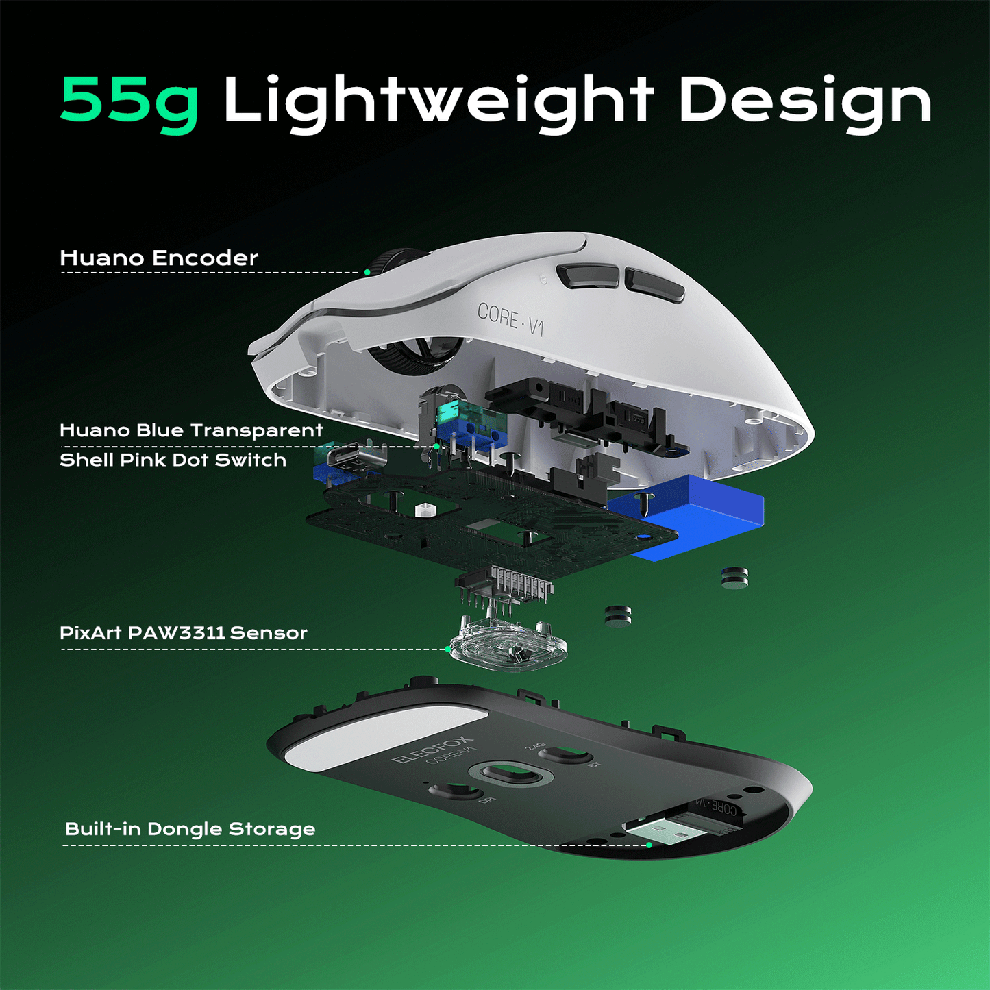 Elecfox Core V1 Tri-mode Wireless Gaming Mouse