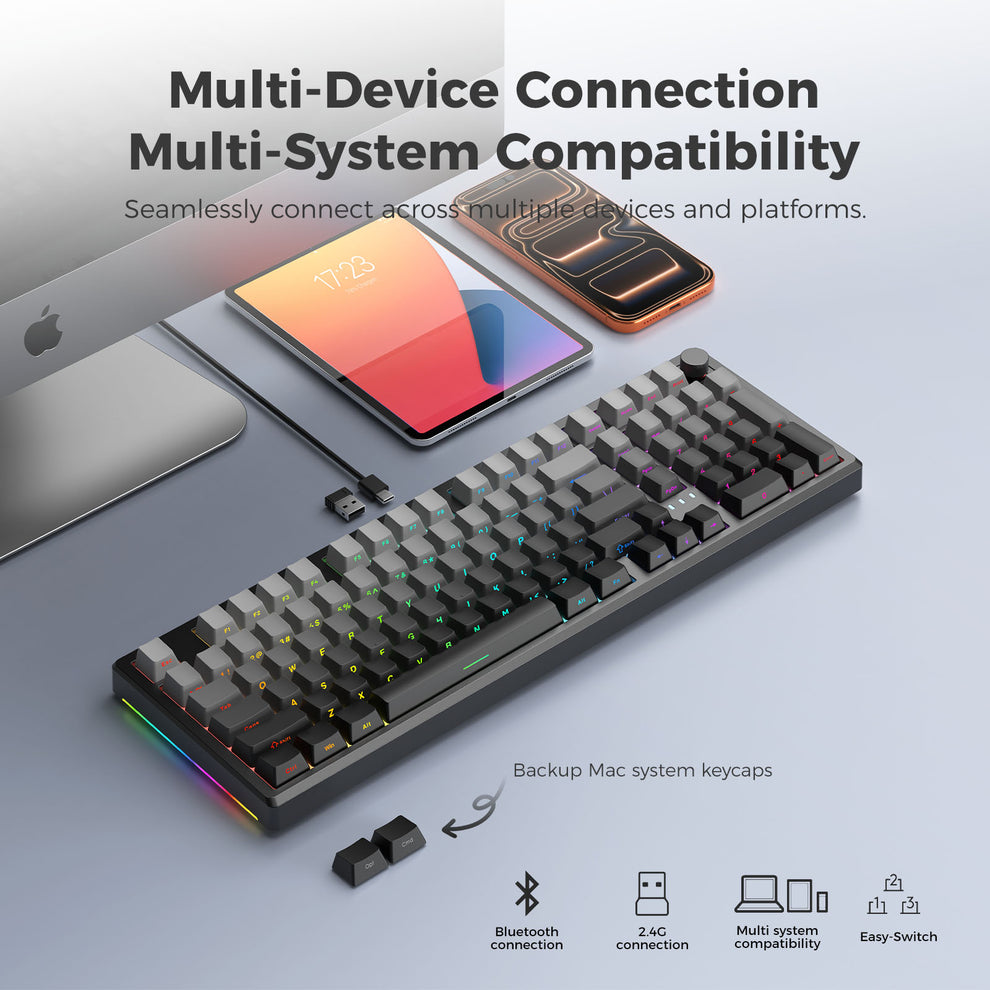 LUMI 101 Mechanical Keyboard Wired & Wireless Bluetooth RGB Tri-Mode G ...