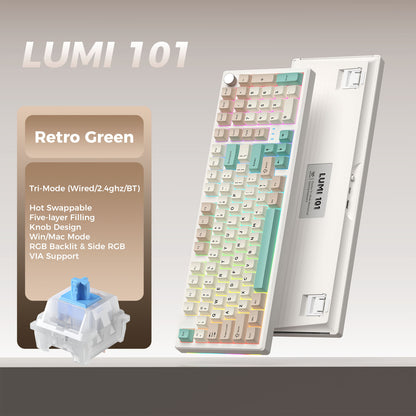 LUMI 101 Mechanical Keyboard Wired & Wireless Bluetooth RGB Tri-Mode Gaming Keyboard