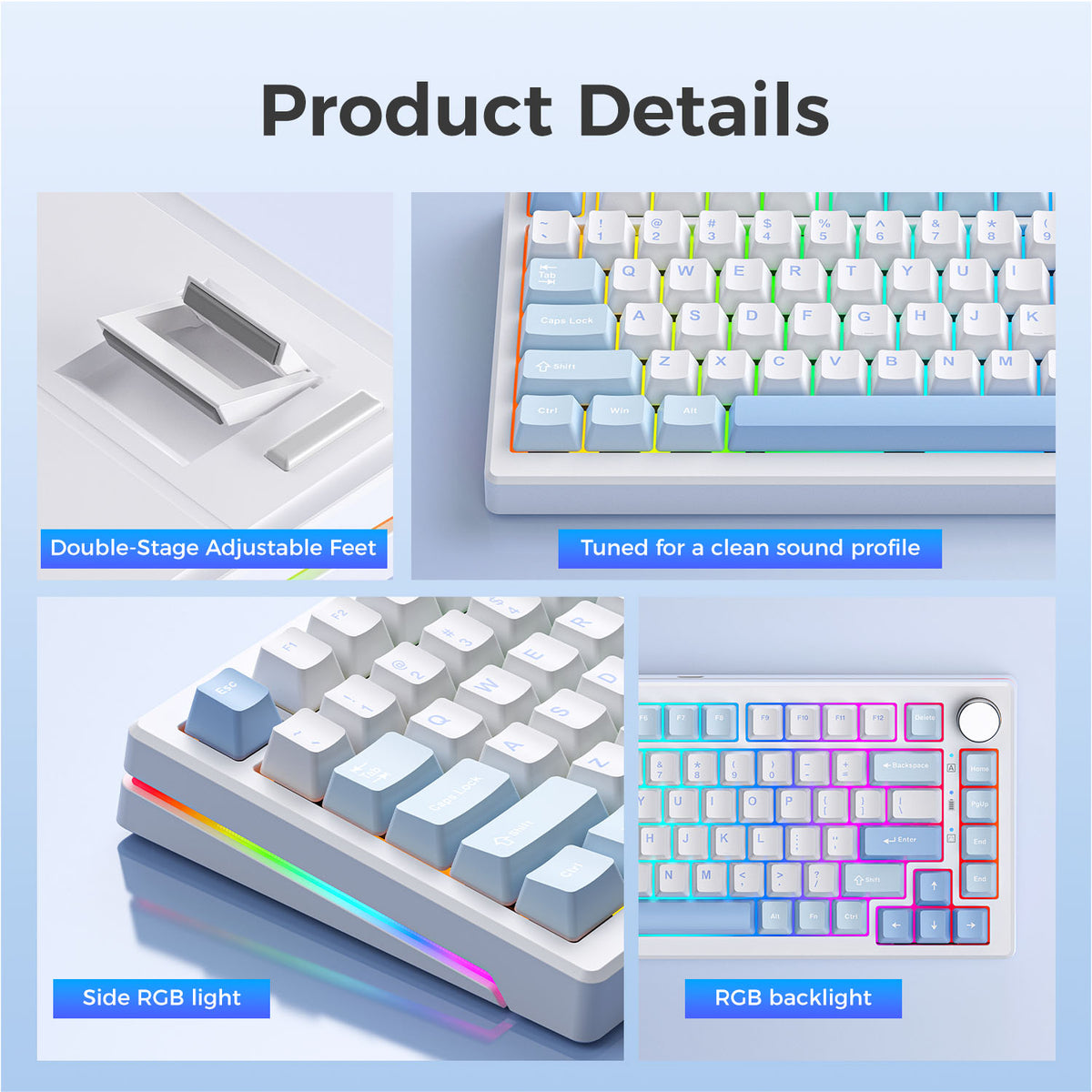 GEN 75 Mechanical Keyboard Wired & Wireless Bluetooth RGB Tri-Mode Gam ...