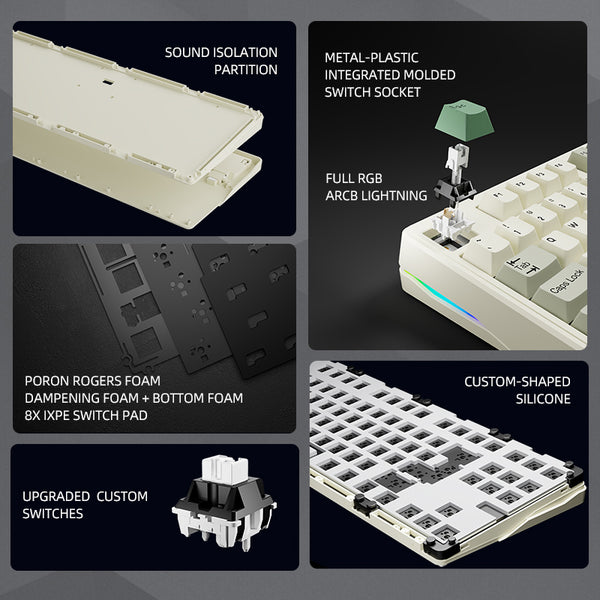 LINKY 87 TKL Customized Mechanical Keyboard 87 Keys Wired & Wireless B ...