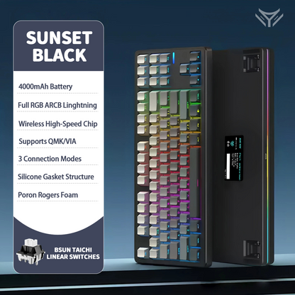 LINKY 87 TKL Customized Mechanical Keyboard 87 Keys Wired & Wireless Bluetooth LED Gaming Keyboard